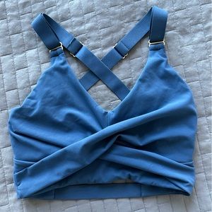 BuffBunny Candy Wrap Sports Bra, Baked Blue, Medium